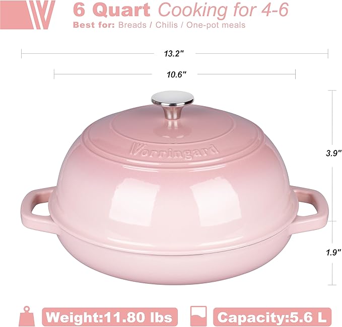 VORRINGARD Enameled Cast Iron Dutch Oven Pot