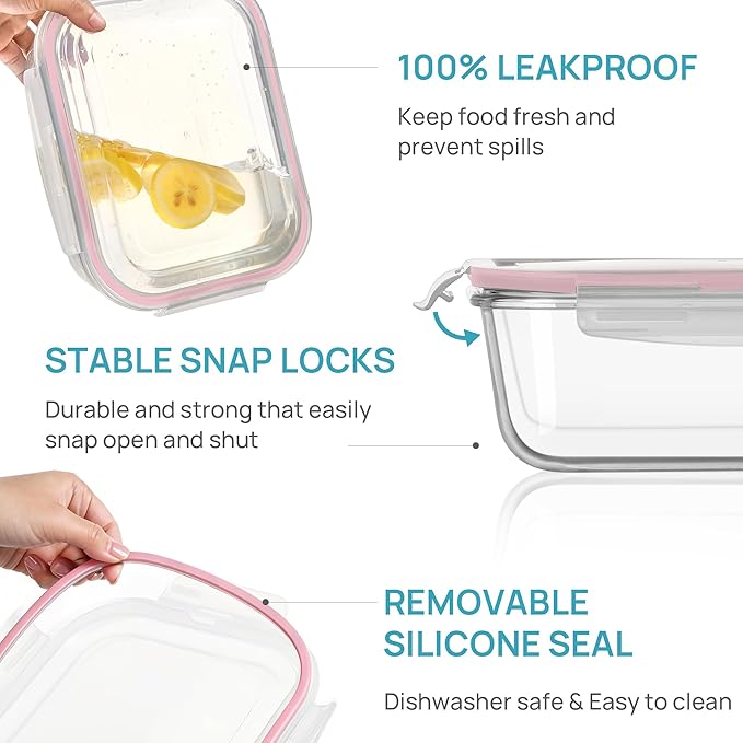 Vtopmart 2Pack 2260ml/ 76.4oz Large Glass Storage Containers
