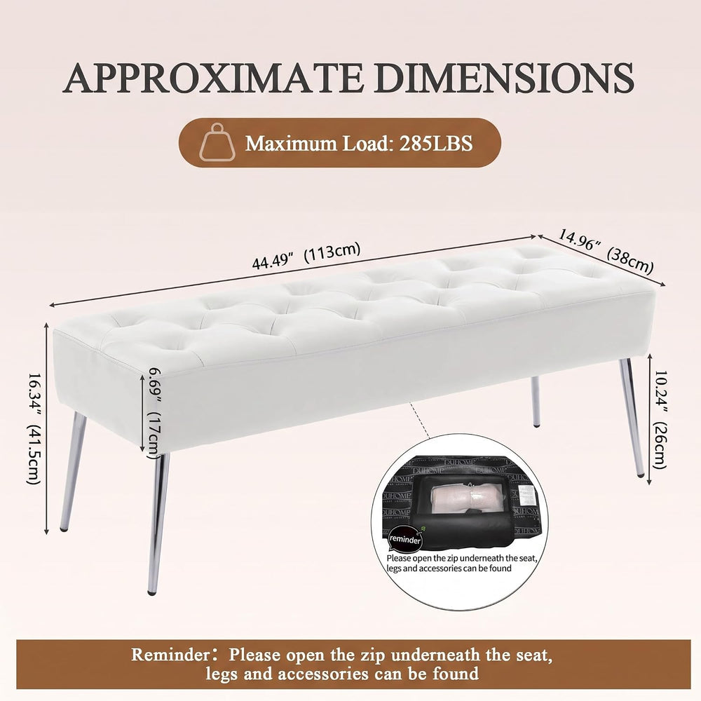 DUHOME Button-Tufted Ottoman Bench, Upholstered Footrest Stool Rectangular Di...