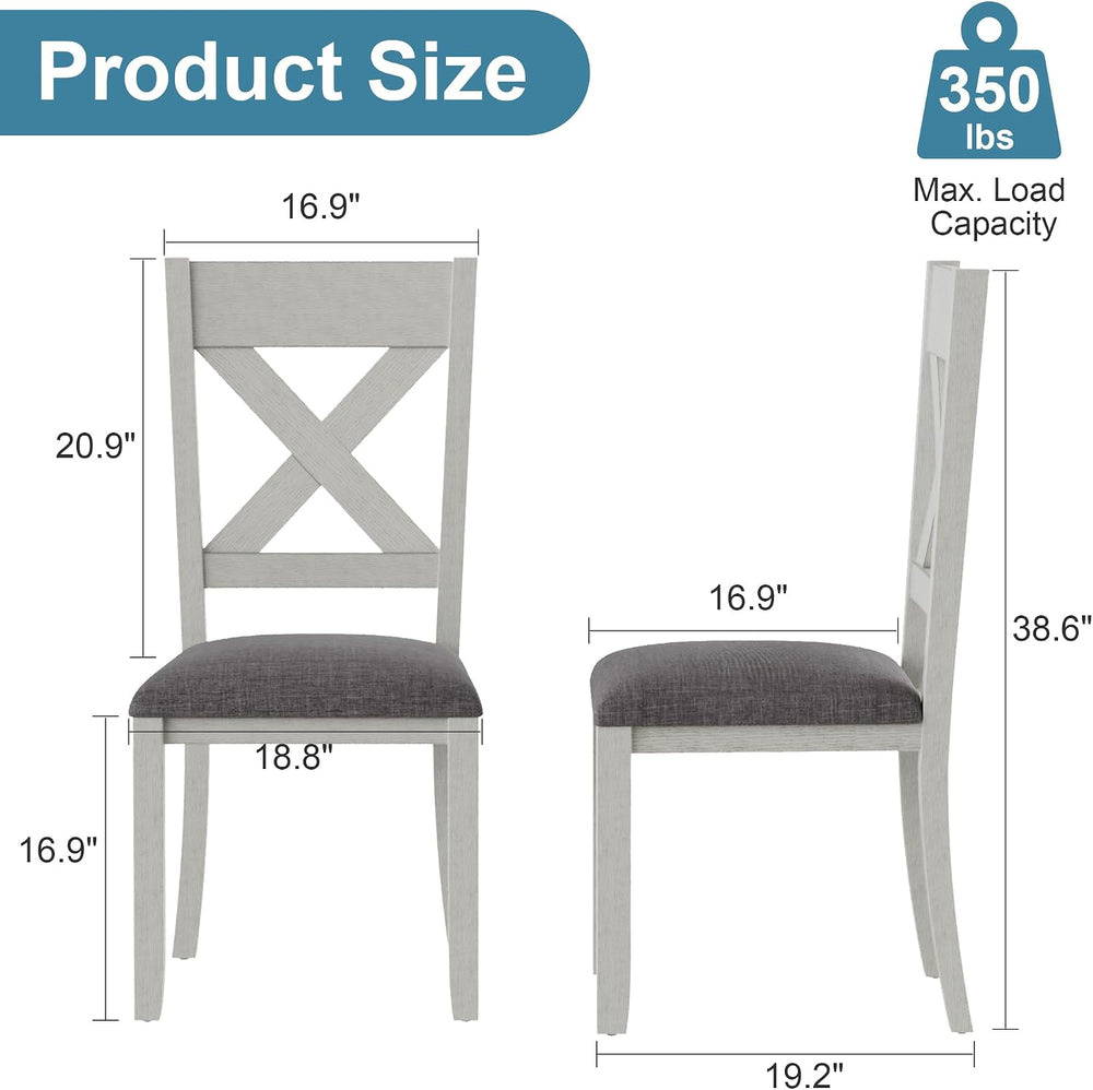 Peatuk Solid Wood Dining Chair Set of 2, Part of Dining Table Set, Mix and Ma...