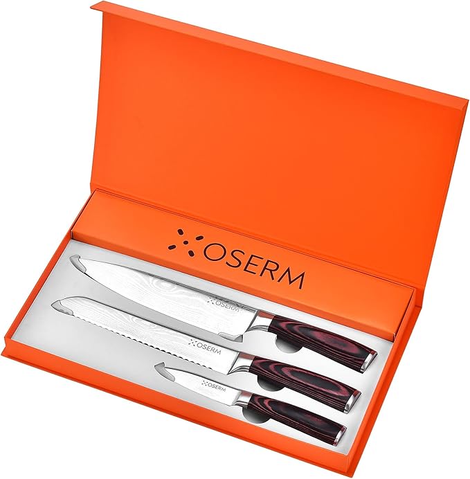 Kitchen Knife Set, Razor Sharp High Carbon Steel Knives Set, Gift Ready Knife