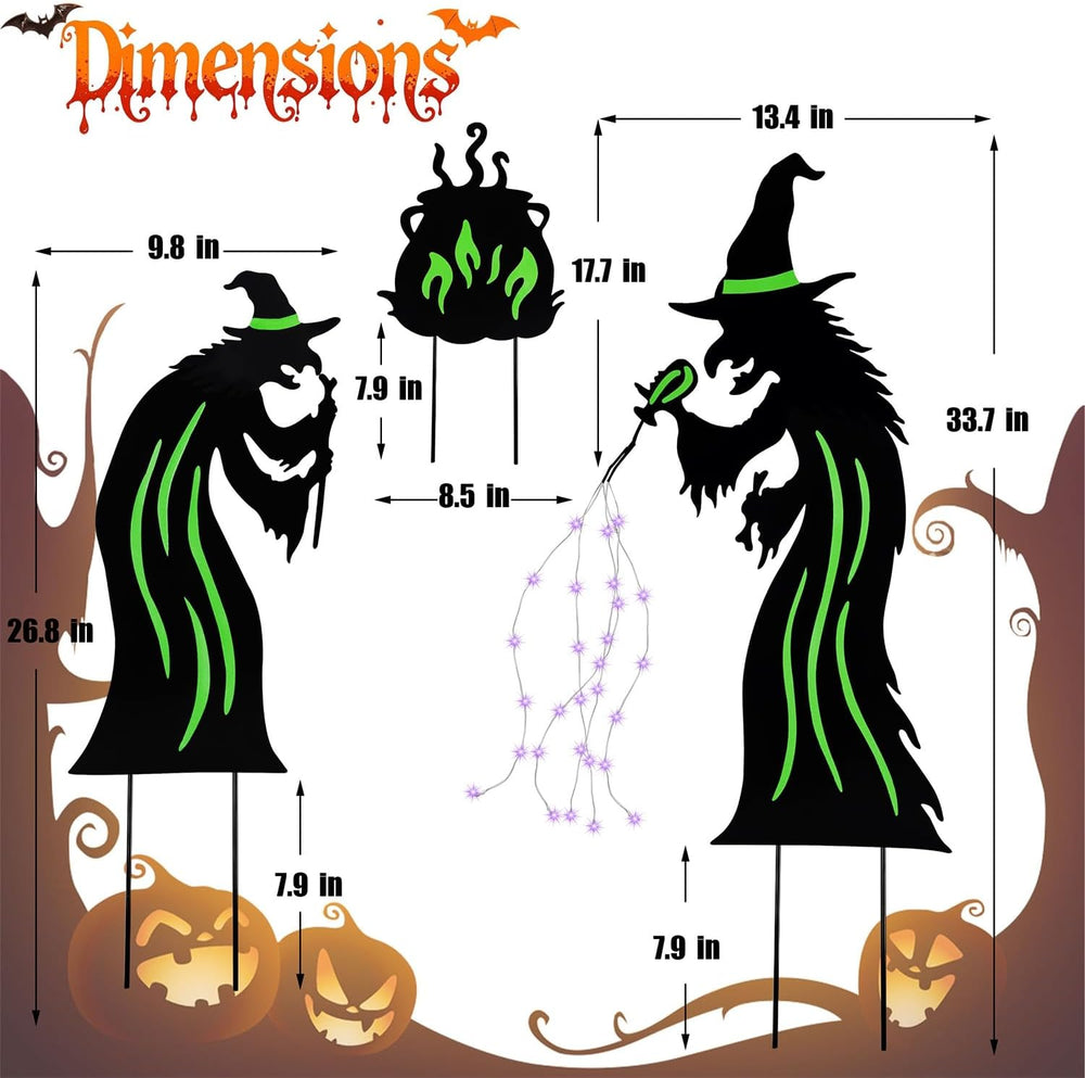Juegoal Halloween Decorations Outdoor, 3 Pack Metal Witch Yard Stakes