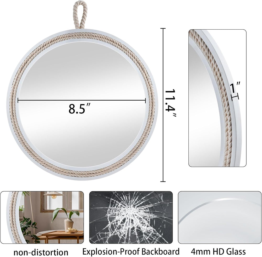 Small Decorative Mirror 11.4'' Round Hanging Mirror for Wall Nautical...