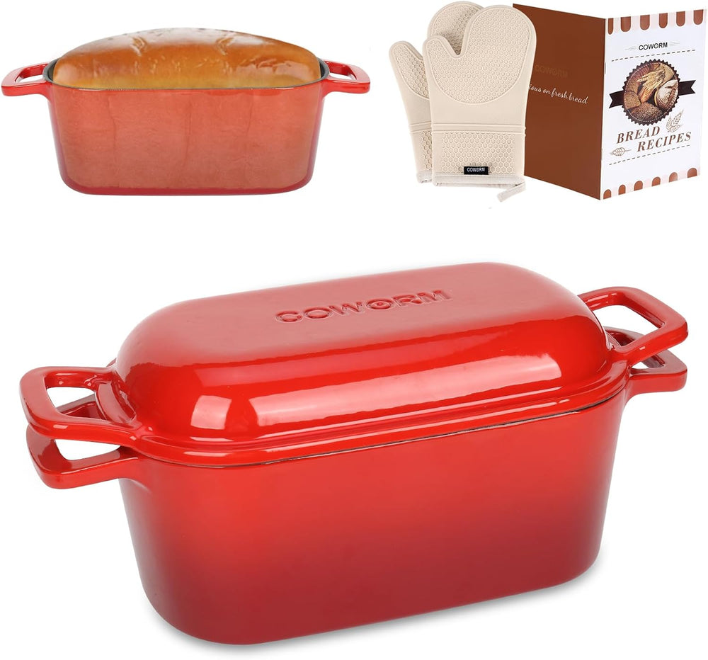 3.6QT Oval Enameled Cast Iron Dutch Oven, Sourdough Bread Baking Pan