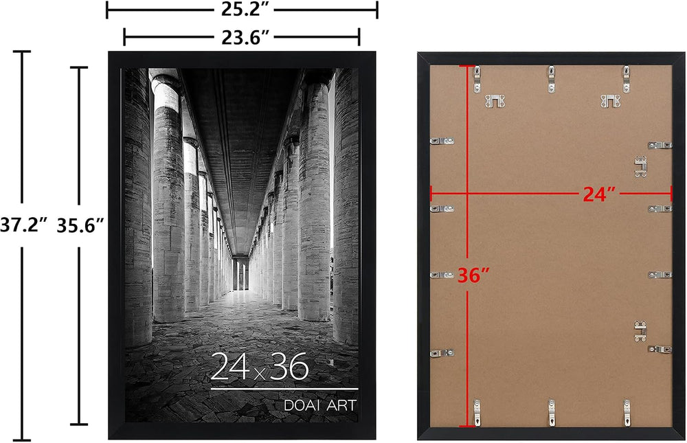 DOAI ART 24x36 Poster Frame Black 2 Pack, Poster Frames 24 x 36 inches or 24x...