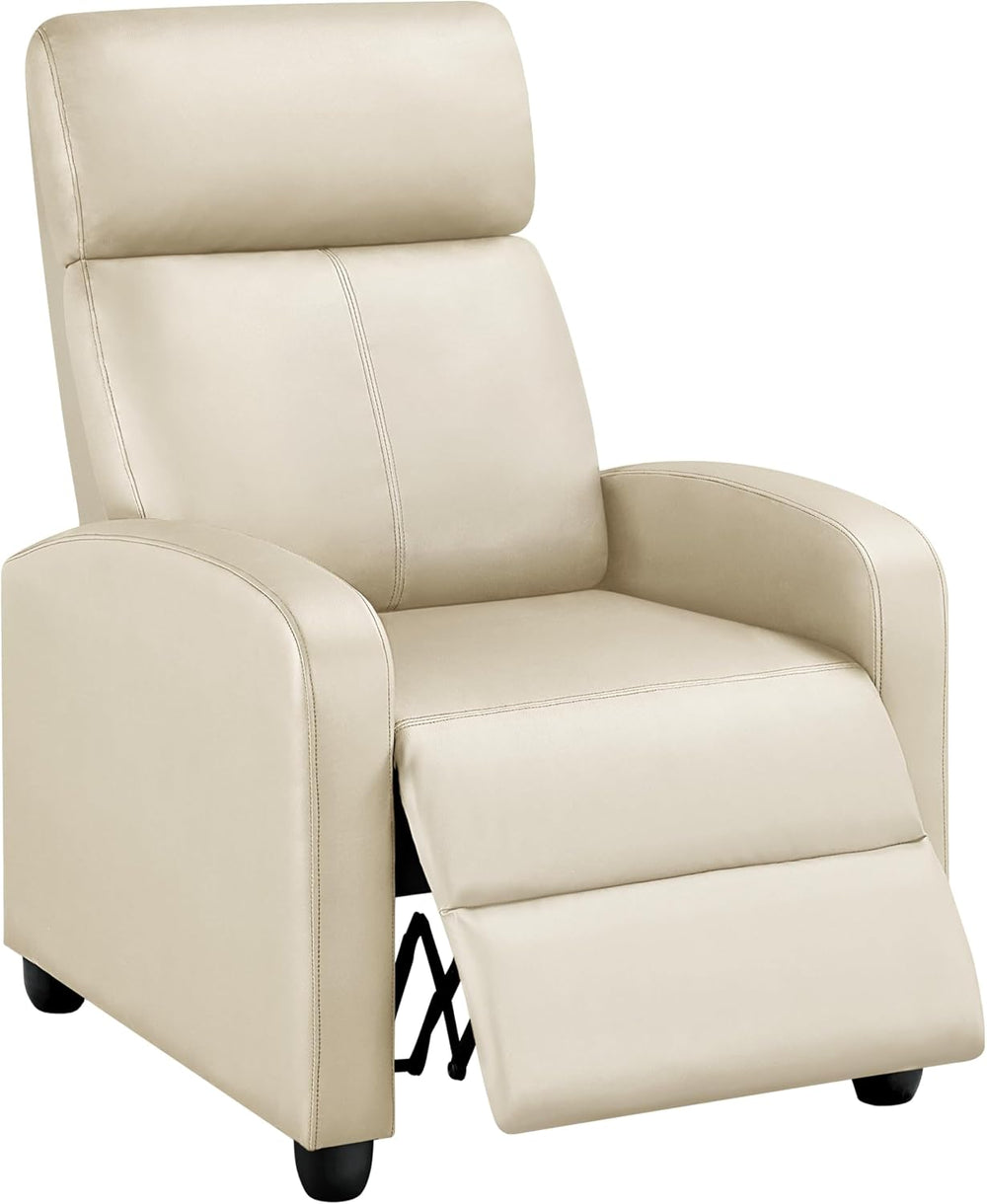 Topeakmart PU Leather Recliner Chair Home Theater Seating Beige