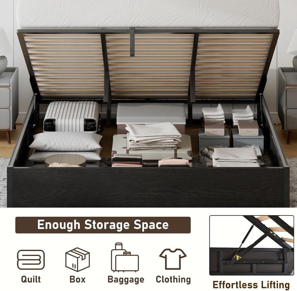 King Lift Up Storage Bed Frame, Black