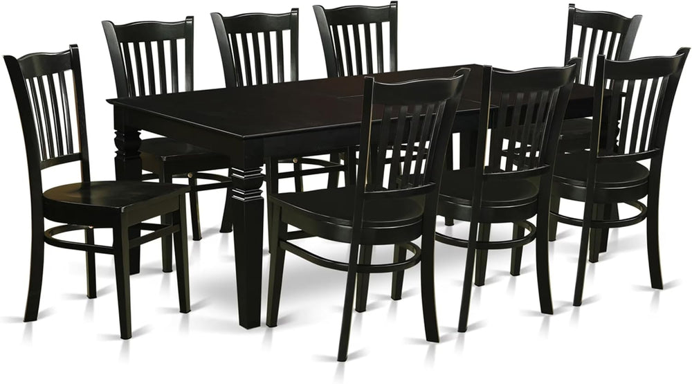 East West Furniture LGGR9-BLK-W 9 Piece Modern Dining Table Set Includes a Re...