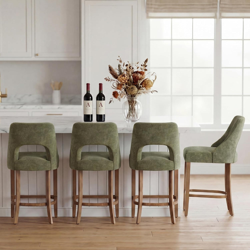 UVV Bar Stools Set of 2, Upholstered Counter Height Bar Stools, Modern Counte...