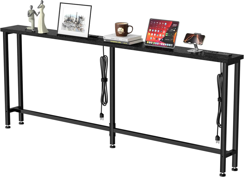 GRLEAF 90" Sofa Table with Built-in Power Strip (4 AC Outlets & 4 US...