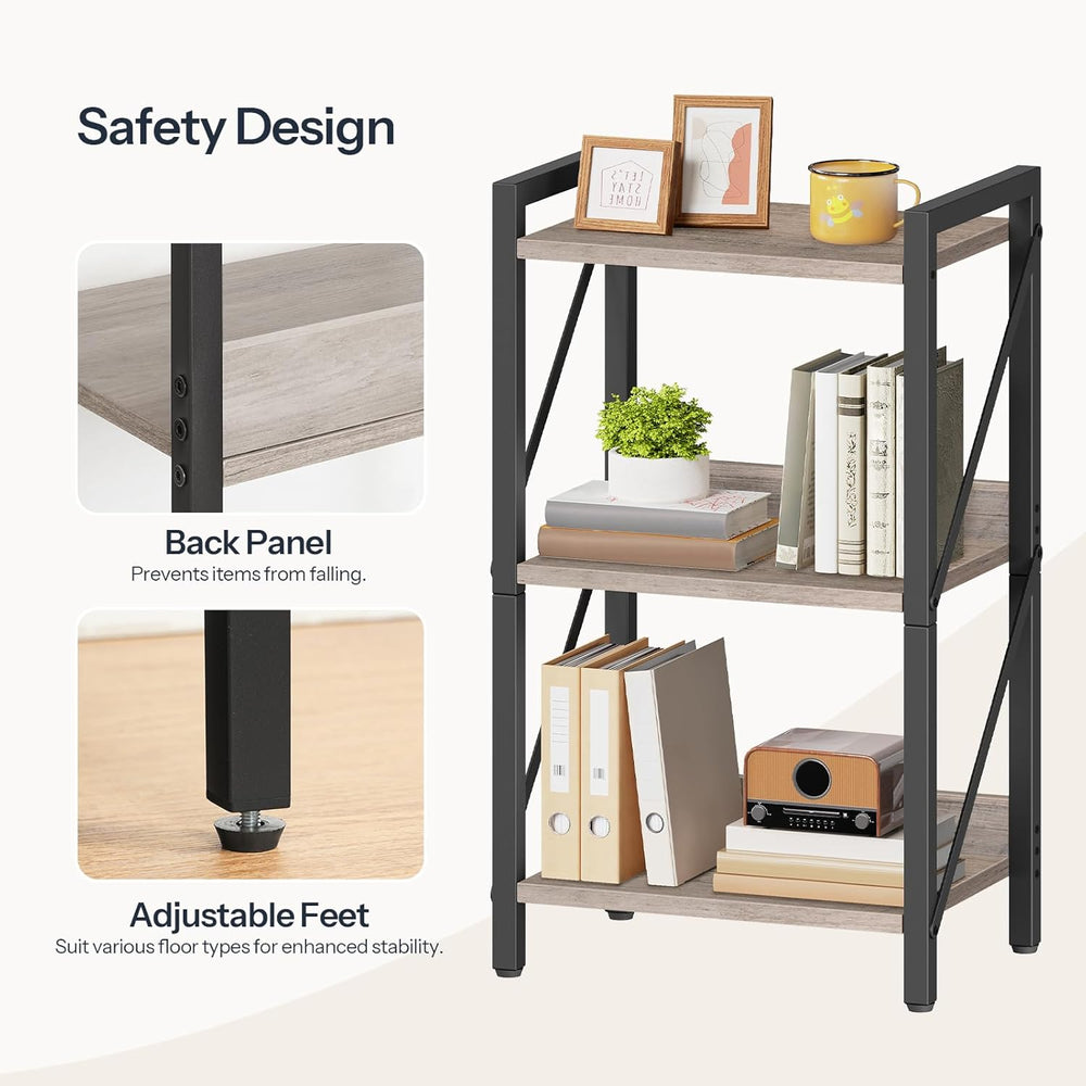 HOOBRO Bookshelf, 3-Tier Industrial Bookcase, Book Shelf Storage Organizer, S...