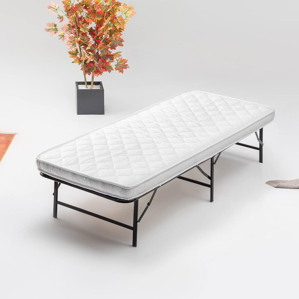 Nutan, 14-Inch Foldable Metal Platform Bed Frame with Tool Free Setup, Sturdy...