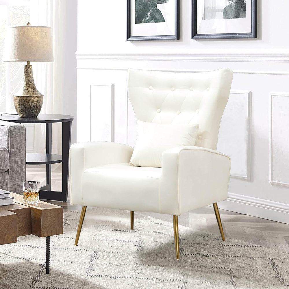 Velvet Accent Chairs Set of 2, Mid-Century Arm Chair with High Wingback &...