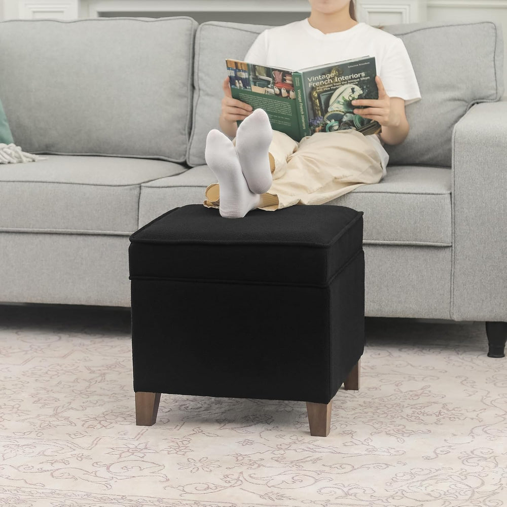Lienen Ottoman with Storage, 17" Fabric Foot Stools Ottoman for Living R...
