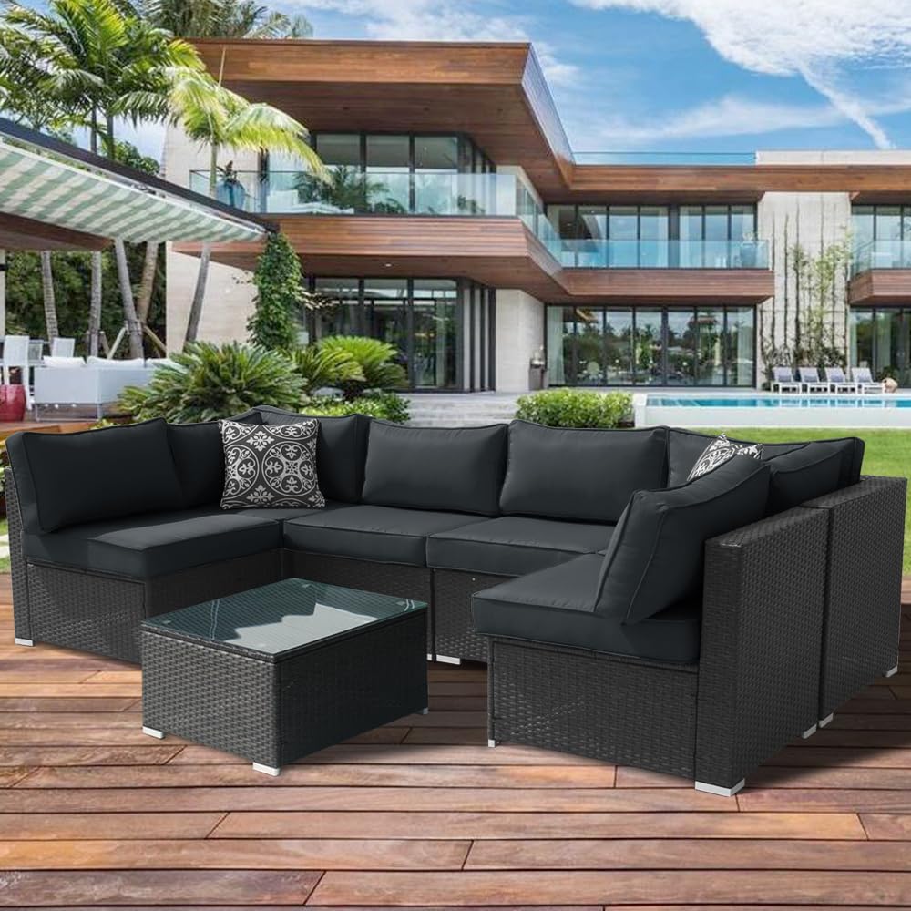 14Pcs Outdoor Cushion Covers Replacement Washable w/Zipper for 6-Seaters Sofa...