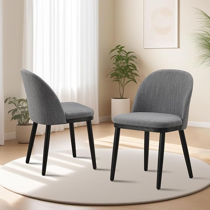Upholstered Dining Chairs Set of 2,Modern Fabric Kitchen Side Chairs with Thi...