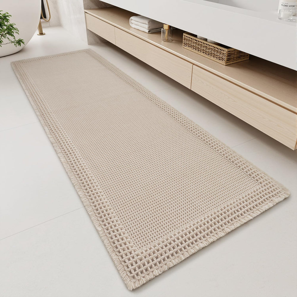 RESARE Waffle Bathroom Runner Rugs, Super Absorbent Bath Mat Non Slip Washable