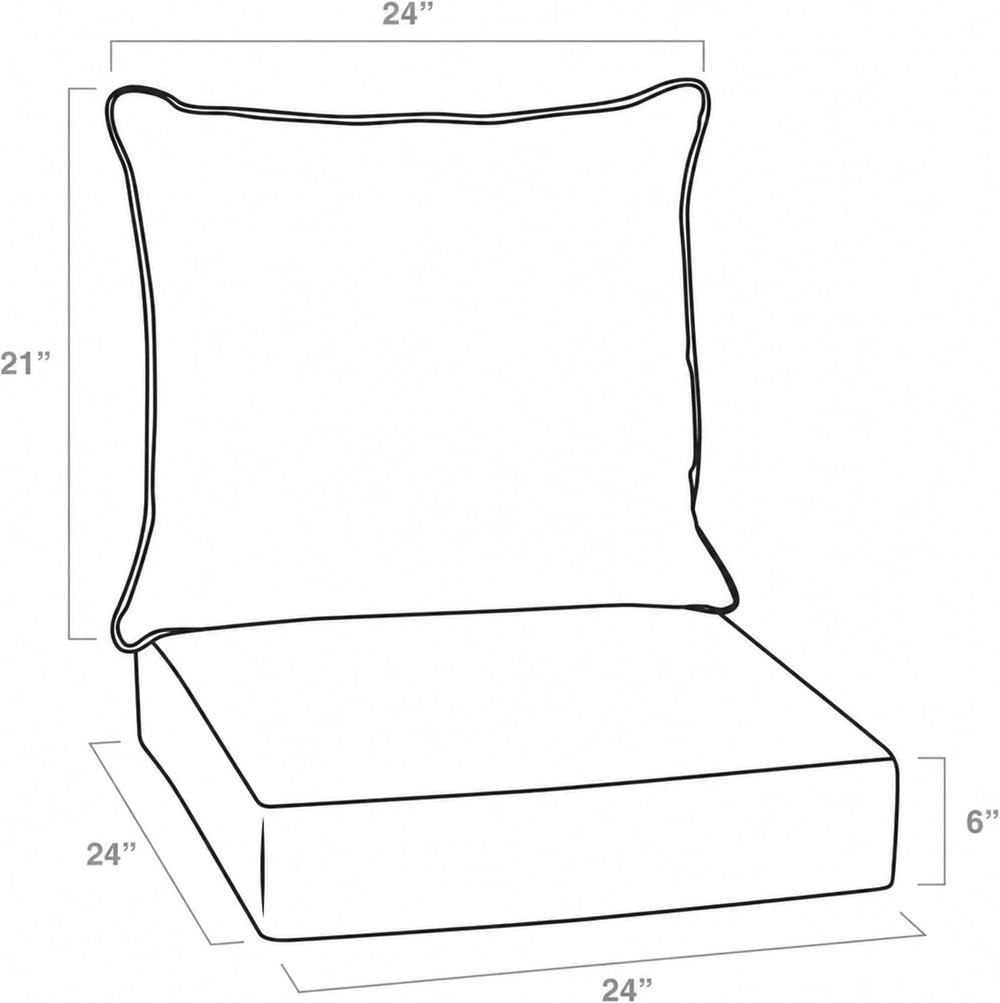 Arden Outdoor Deep Seat Cushion Set, 4-Pack, 24x24, Black Damask