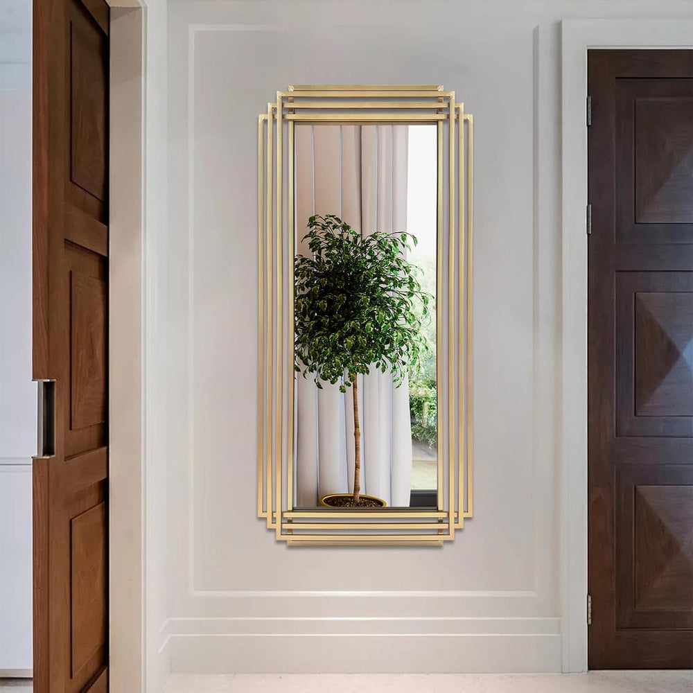 47"x22" Large Rectangle Decorative Mirror with Geometric Frame