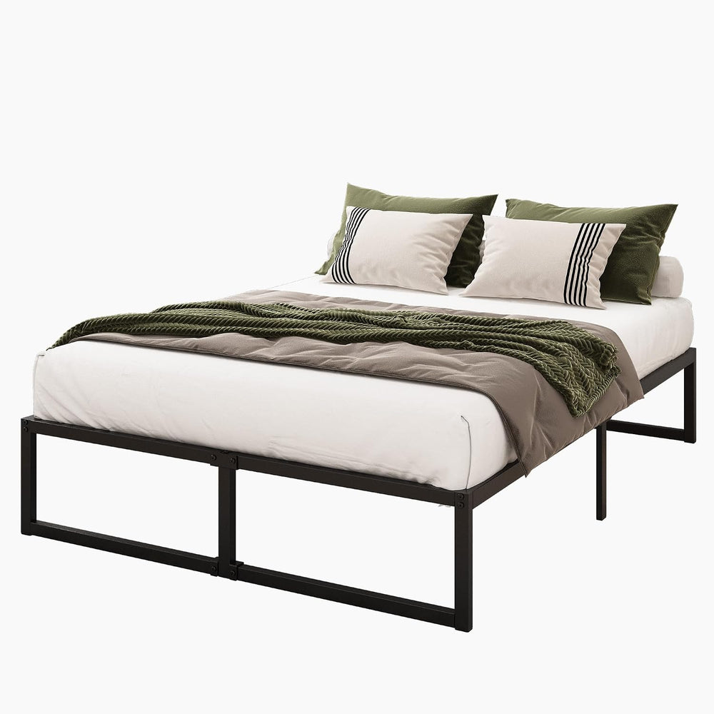 Lutown-Teen 14 Inch Full Size Bed Frame with Heavy Duty Steel Slat Support