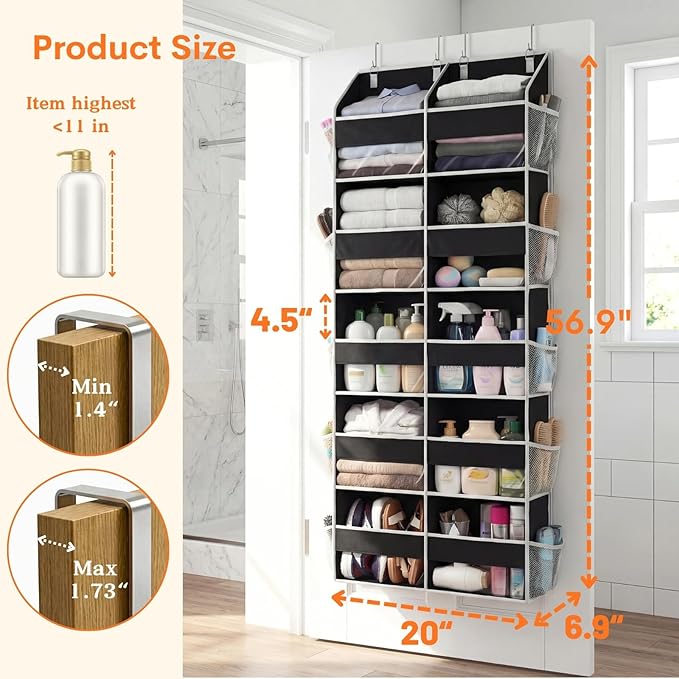 Over the Door Organizer 5 Tiers, Extra Large Behind Door Storage of 10