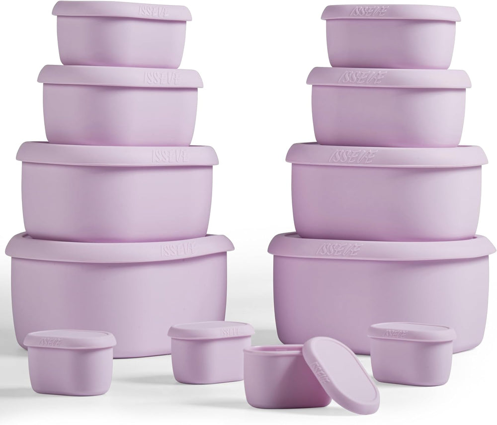 ISSEVE 12Pcs/Set Nesting Silicone Food Storage Containers