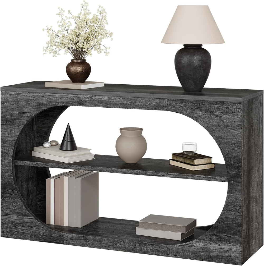 Console Table, 55-Inch Entryway Tables 3-Tier Wood Narrow Sofa Tables for Liv...