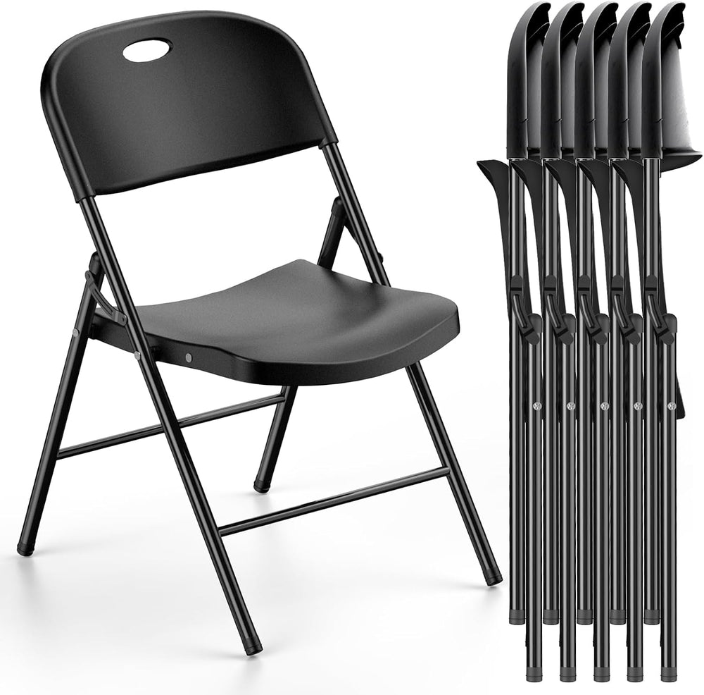 Nazhura 350 Weight Limit Heavy Duty Plastic Folding Chair with Reinfoced Stee...