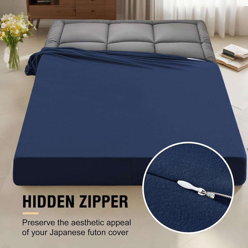 Futon Mattress Cover for Traditional Japanese Futon,Twin, Navy