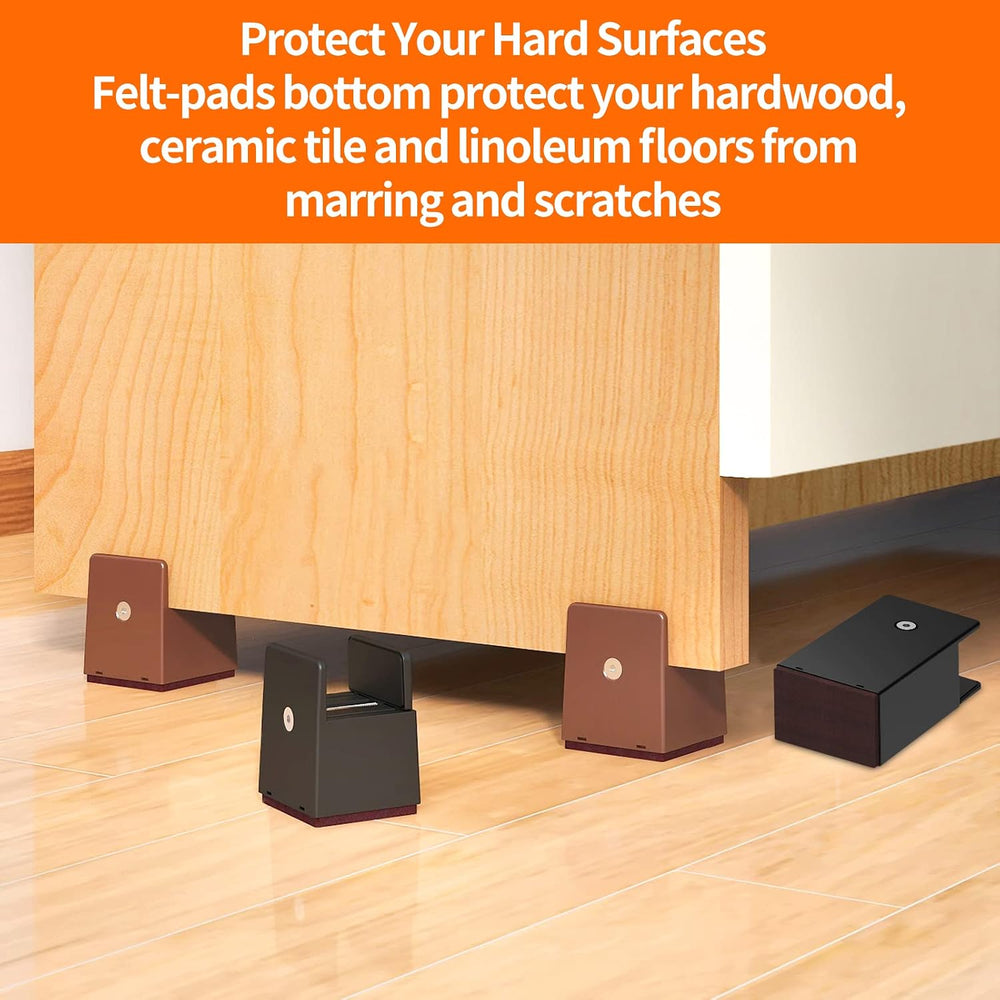 Furniture Risers 4 Inch with Adjustable Screw Clamp,4 Pack Beige