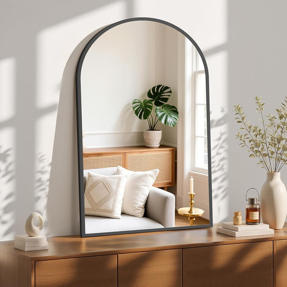 Sweetcrispy 26.5"x38" Arched Black Bathroom Mirrors for Wall, Bathr...