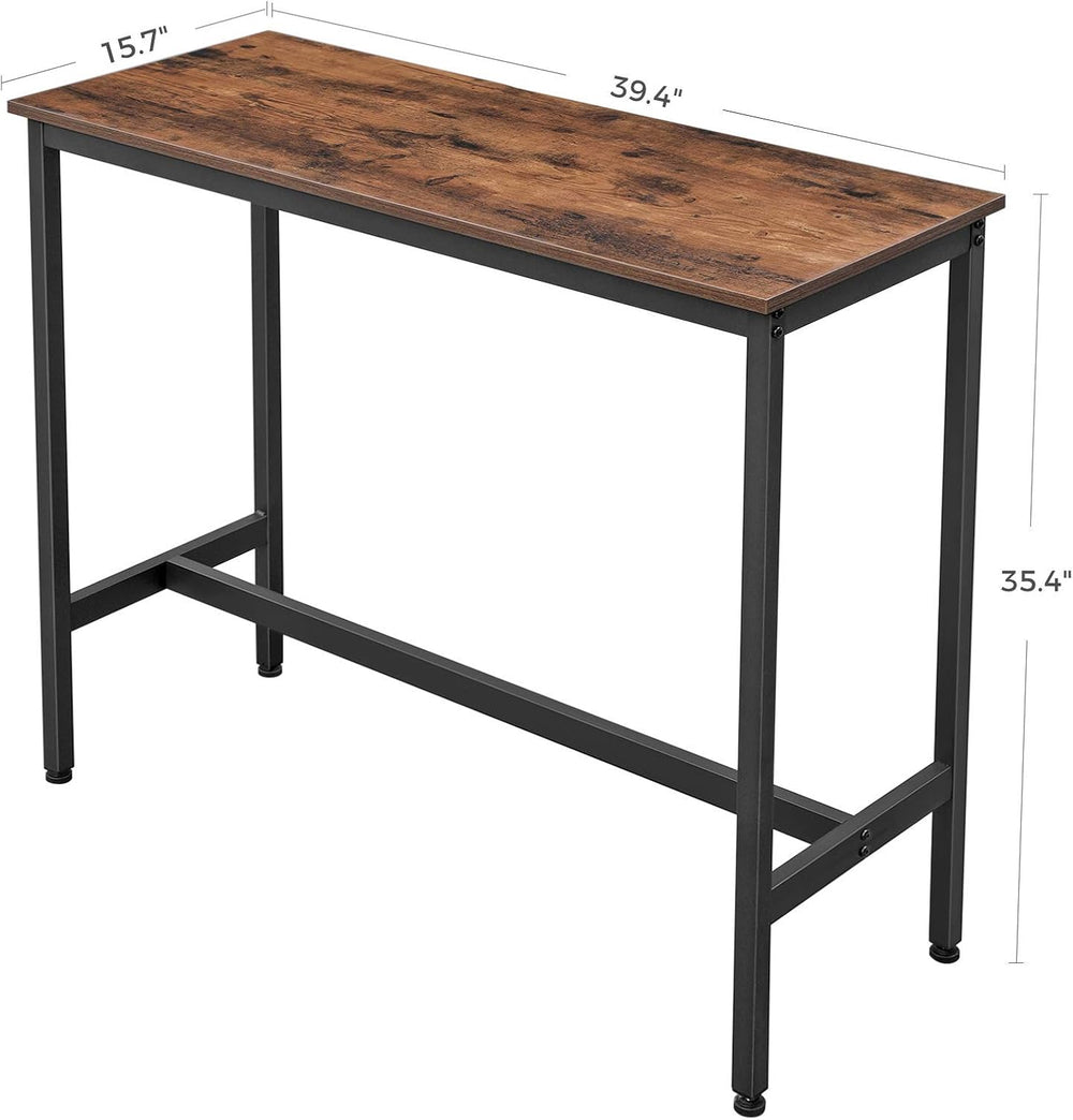 VASAGLE Bar Table 15.7 x 39.4 x 35.4 Inches, Rustic Brown and Ink Black ULBT1...