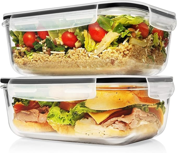 Razab 4 PC 1860ml / 63 Oz / 8 Cups Large Glass Food Storage Containers