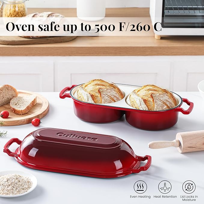 Cast Iron Bread Pan with Lid, Mini Enamel Sourdough Baking Dutch Oven Pot