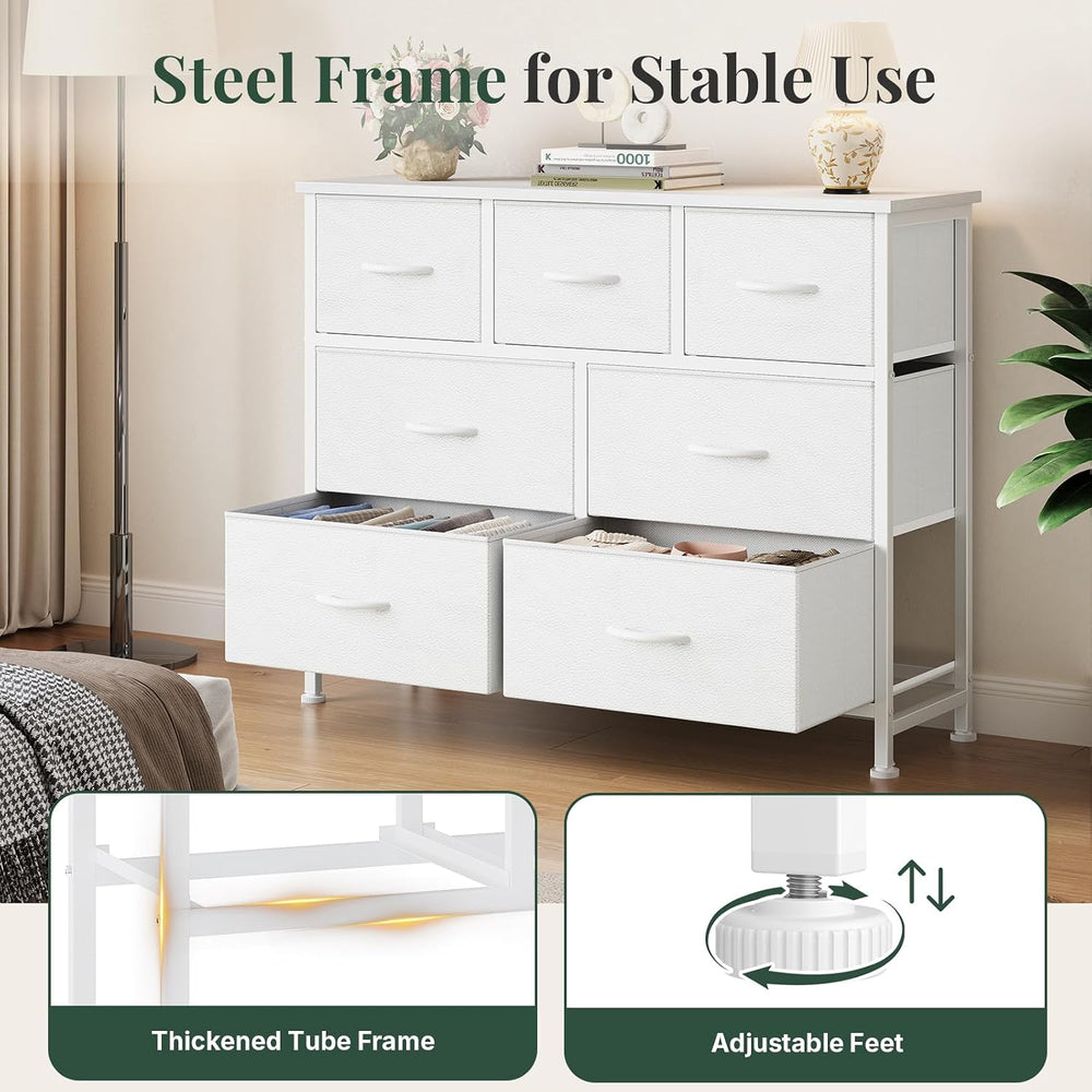 Fabric Dresser for Bedroom with 7 Drawers, Chest of Drawers