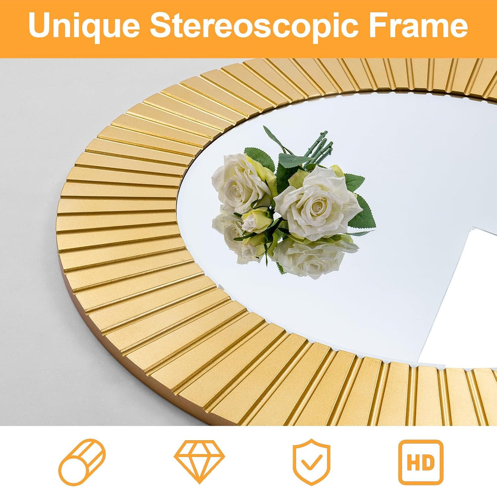 Chende Round Gold Mirror, 36'' Large Decorative Mirror for Wall with ...