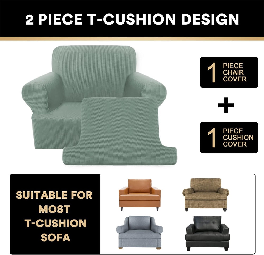 PrinceDeco 2 Pieces Armchair Slipcover Stretch Couch Covers for T Cushion Cha...