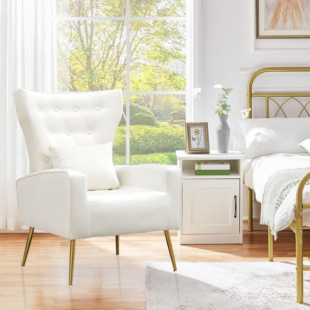 Velvet Accent Chairs Set of 2, Mid-Century Arm Chair with High Wingback &...
