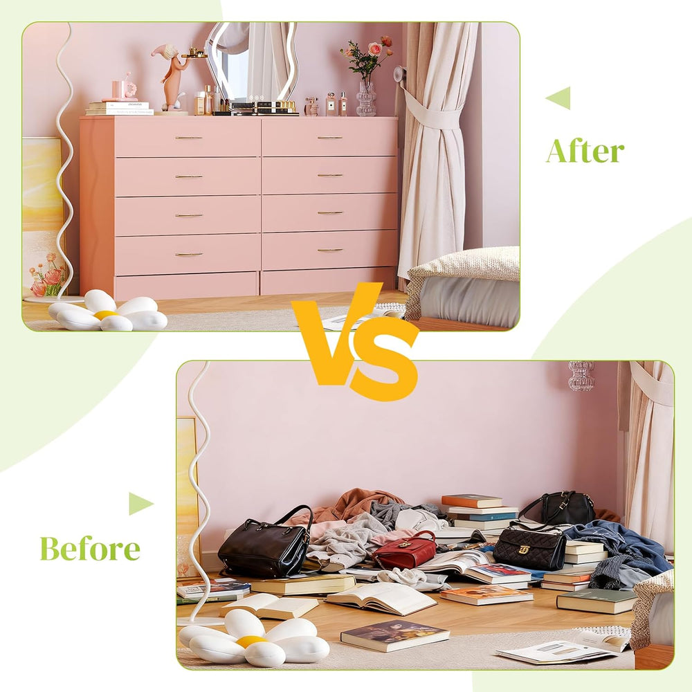 Karl home Pink 4 Drawer Dresser, Modern Small Chest of Drawers
