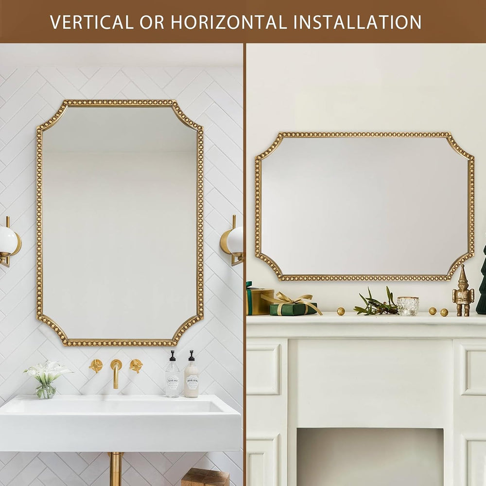 30"x40" Mirror for Wall, Full Scalloped Corners Rectangle Decorativ...