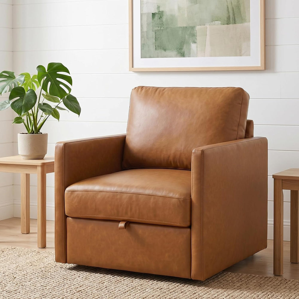 Swivel Accent Chair with Storage, Mid Century Living Room Chairs