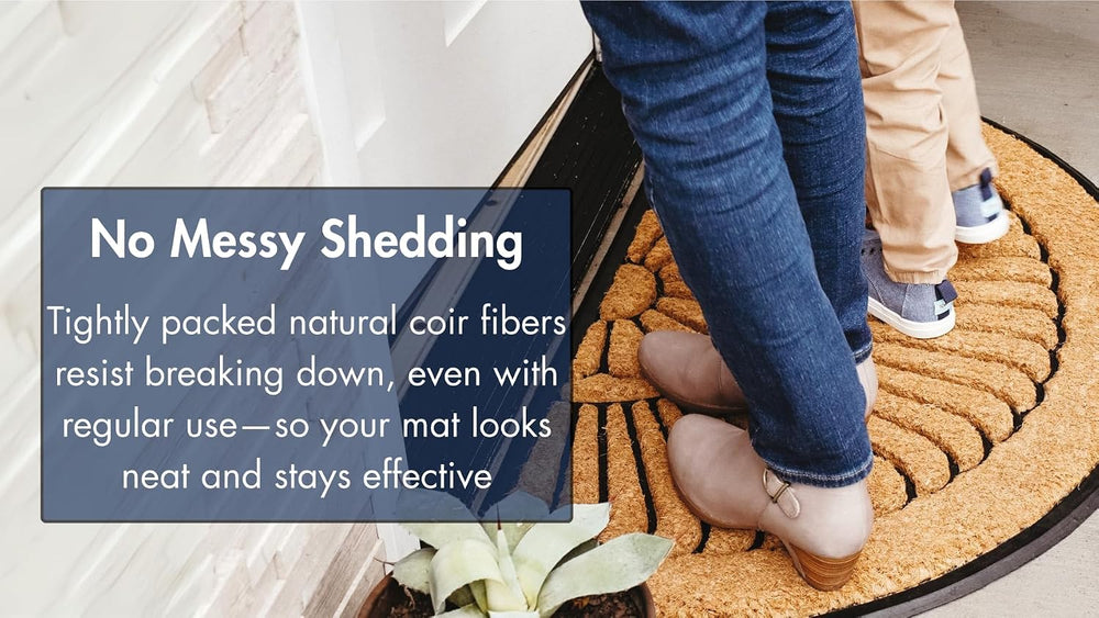 Notrax All Weather Rubber-Backed Natural Coco Coir Half Circle Door Mat