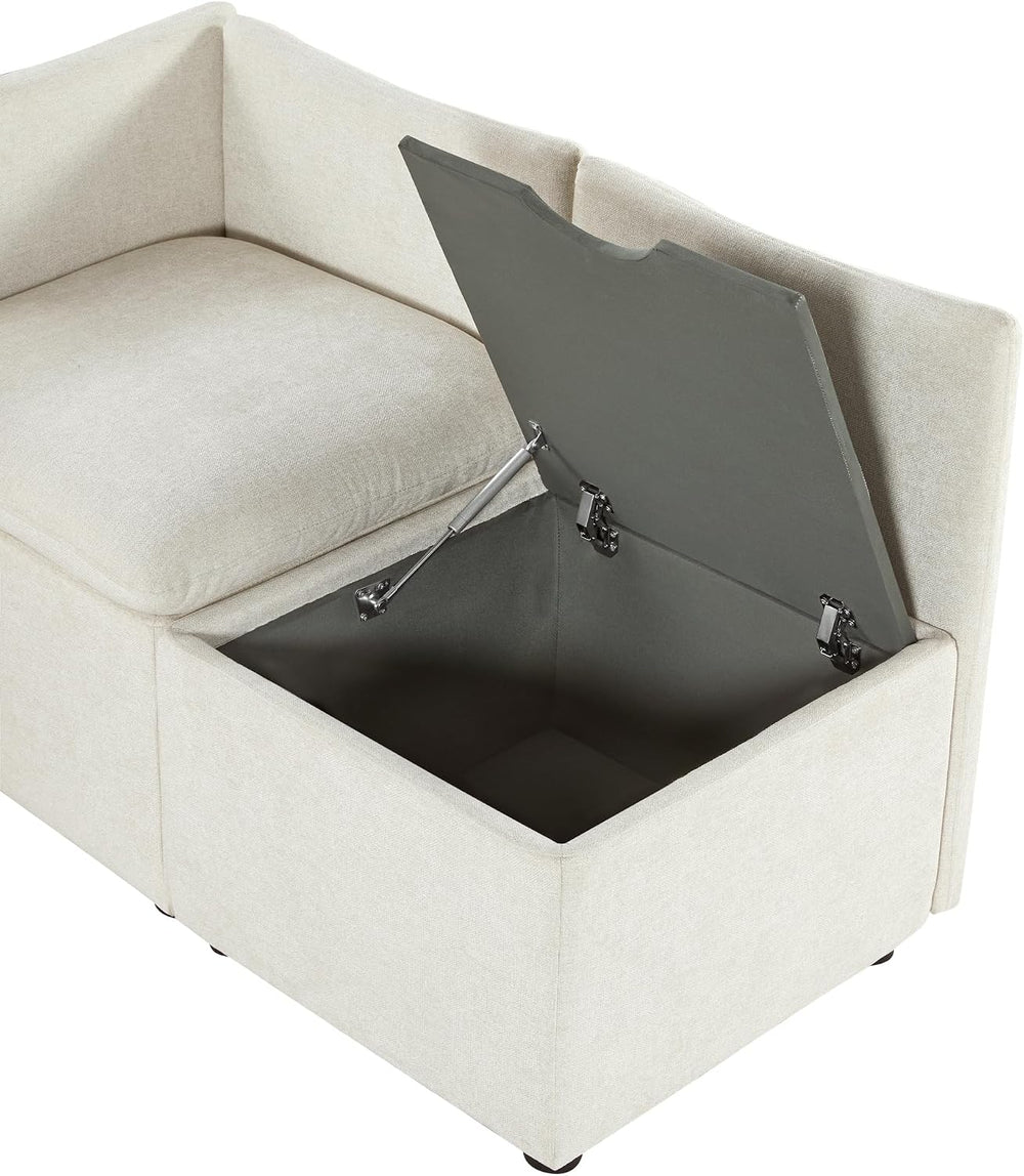 CHITA Breakfast Nook Bench with Storage, Banquette Seating, 5 Seats, Linen