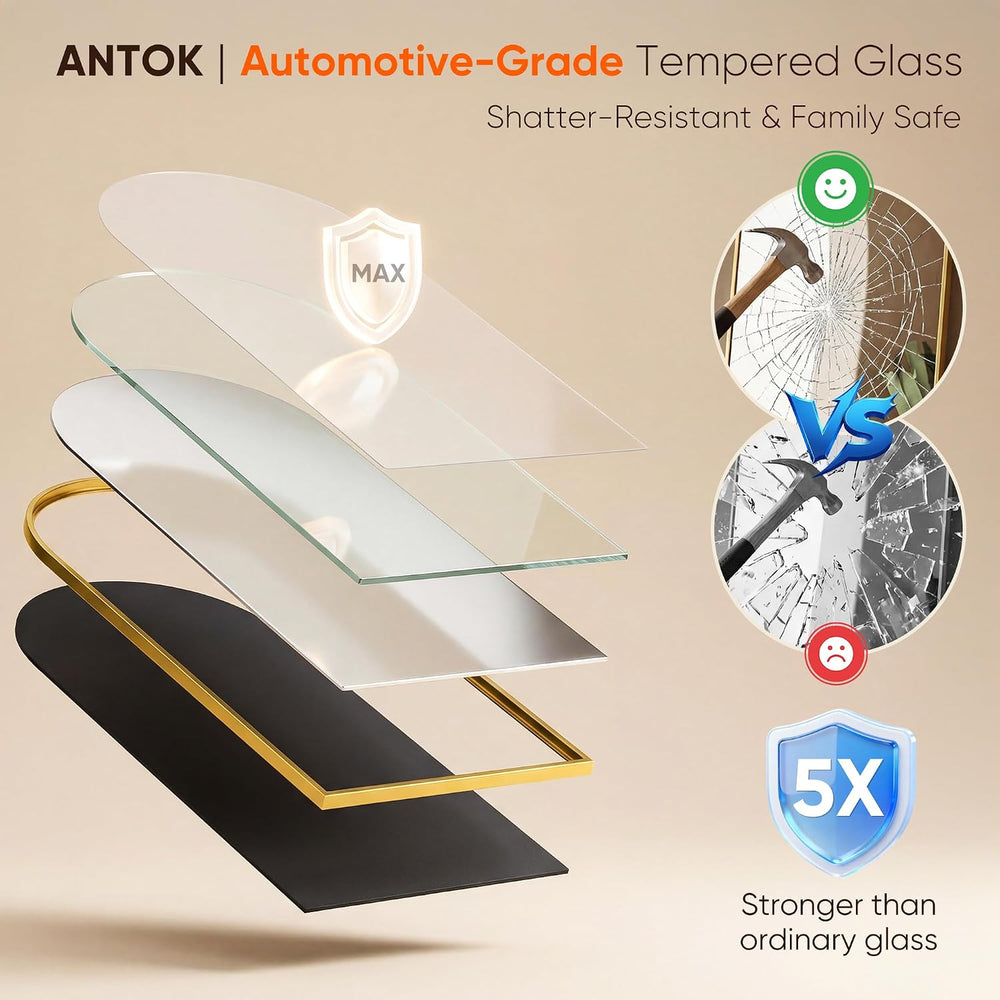Antok 58" x19” Arched Full Length Mirror, Floor Mirror with Stand,Gold