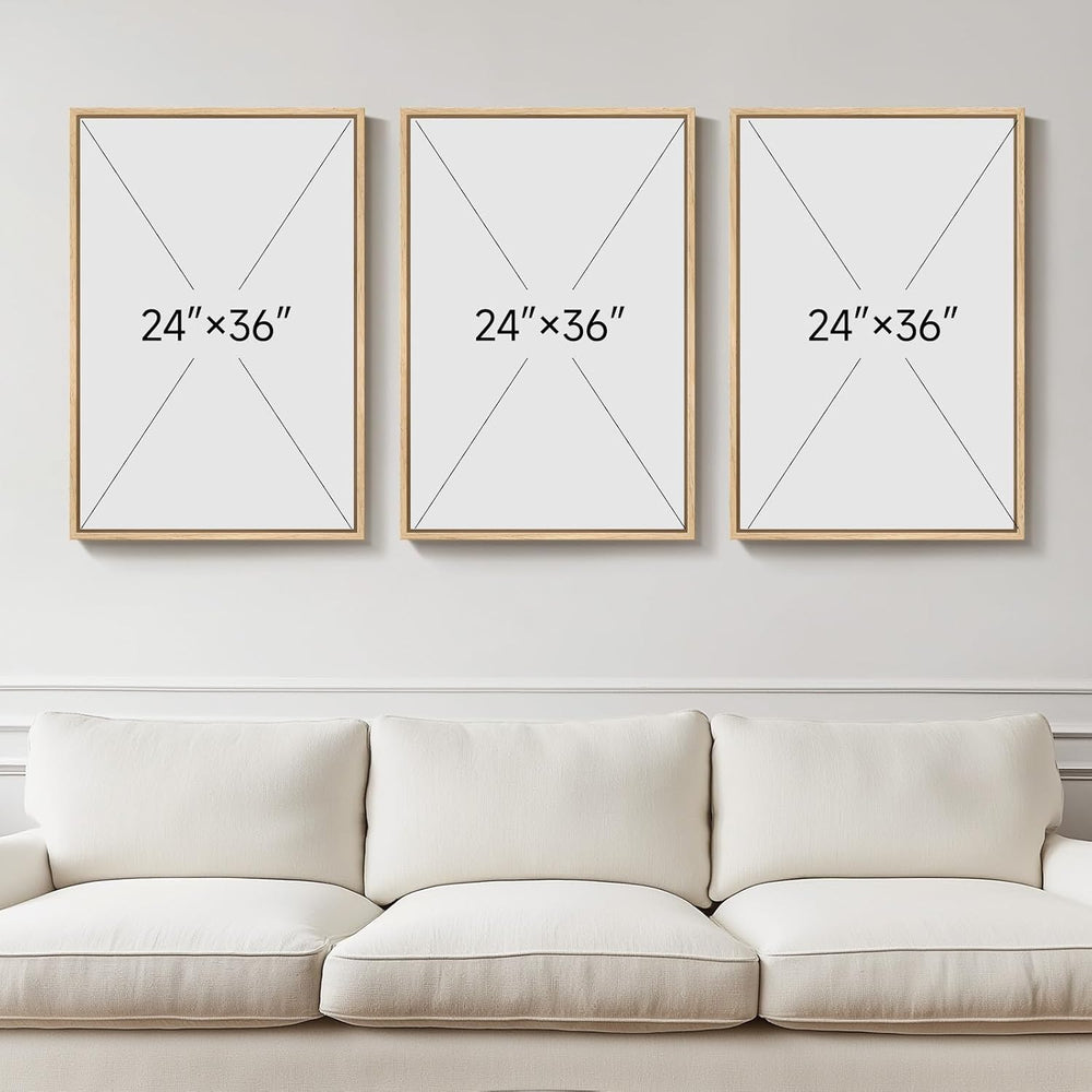 Large Framed Green Neutral Beige Abstract Wall Art for Living Room, 24x36