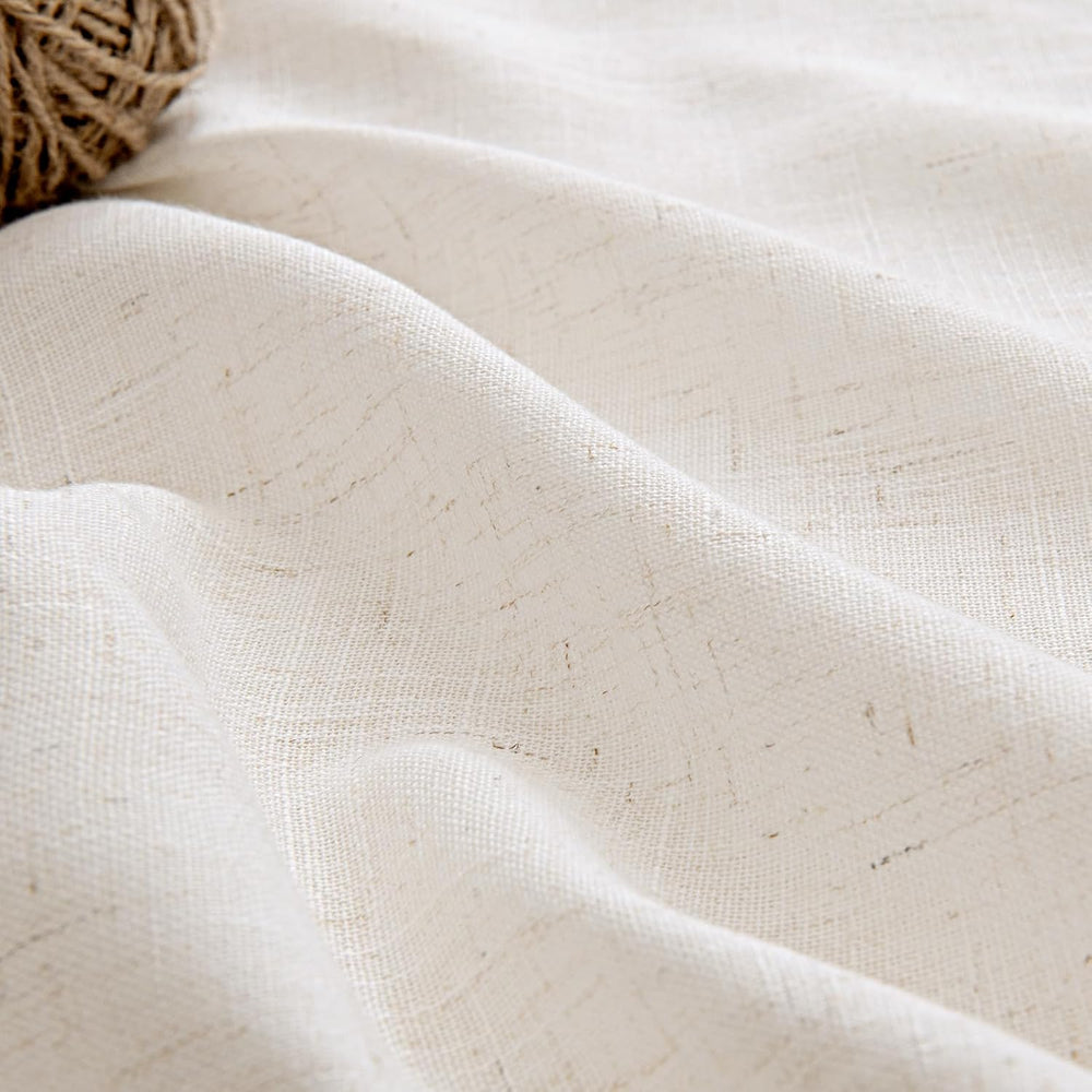 Natural Semi Sheer Linen Curtain 90 inch Length 2 Panels Set Back Tab Light F...
