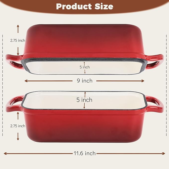 Cast Iron Bread Loaf Pan with Lid, 2 In 1 Loaf Pans