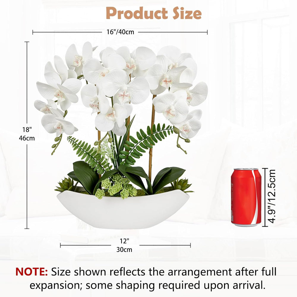 Briful Orchid Artificial Flowers 18in White Fake Orchid Silk Flowers with Cer...