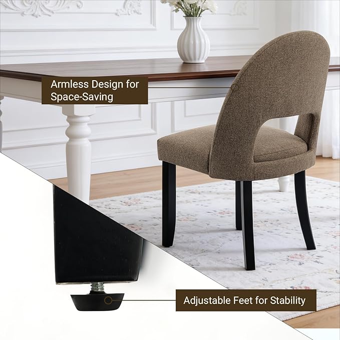 Upholstered Dining Chairs Set of 4, Mid Century Modern Dining Kitchen Chairs ...