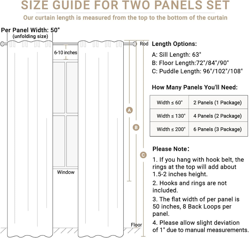 Linen Total Blackout Curtains for Bedroom Living Room 84 Inch, Cream